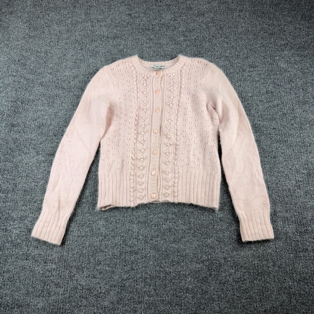 Jillian Jones Cardigan Sweater Womens Small Pink Cable Knit Angora Button Front
